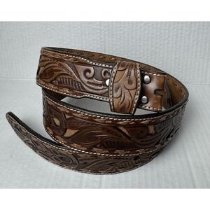 Nocona Belt Co Men's Tooled Leather  Western Belt No Buckle Men's Size 44